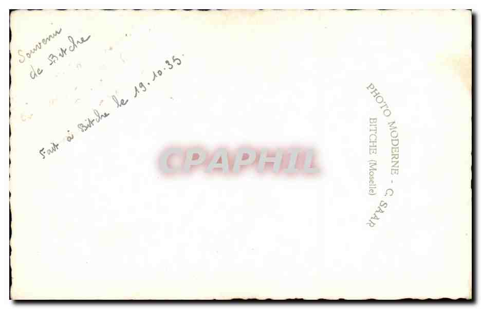 CARTE PHOTO Militaria Soldat Bitche 1935 — Rückseite
