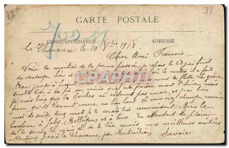 La Chavanne - Environs de Montmelian - CPA — Rückseite