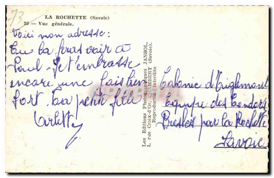 La Rochette - Vue Generale CPA — Rückseite