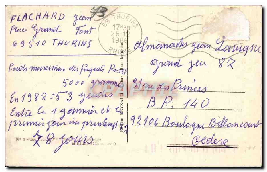 Savoie - Vue Generale CPA — Rückseite