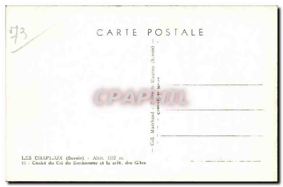 Les Chapieux - Chalet du Col du Bonhomme - CPA  — Rückseite