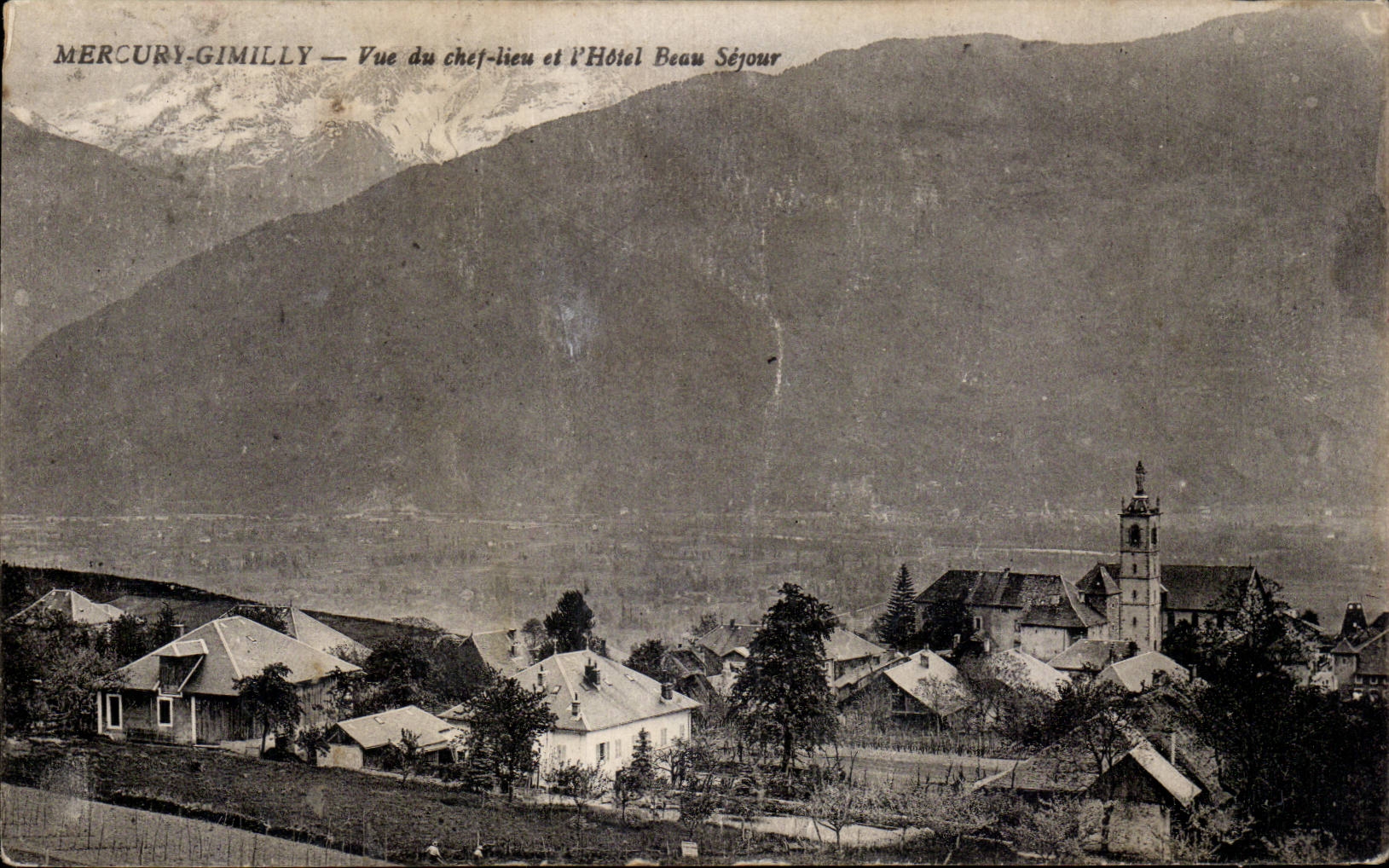 Mercury Gimilly - Vue du chef lieu et l Hotel Beau Sejour - CPA 