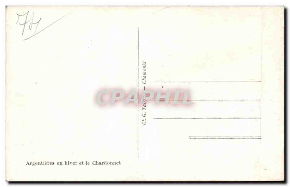 Argentiere - en Hiver et le Chardonnet - sport d hiver - ski - skiing - Bureau des guides CPA  — Rückseite