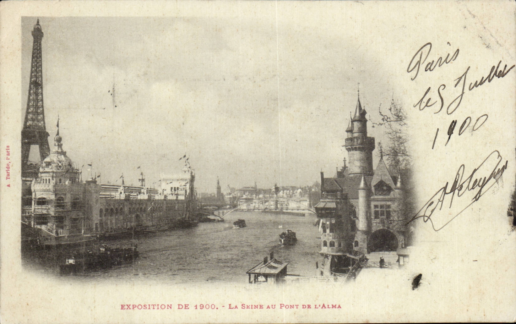 Paris - Exposition de 1900 - Tour Eiffel - Eiffel Tower - La Seine au Pont de l Alma - CPA