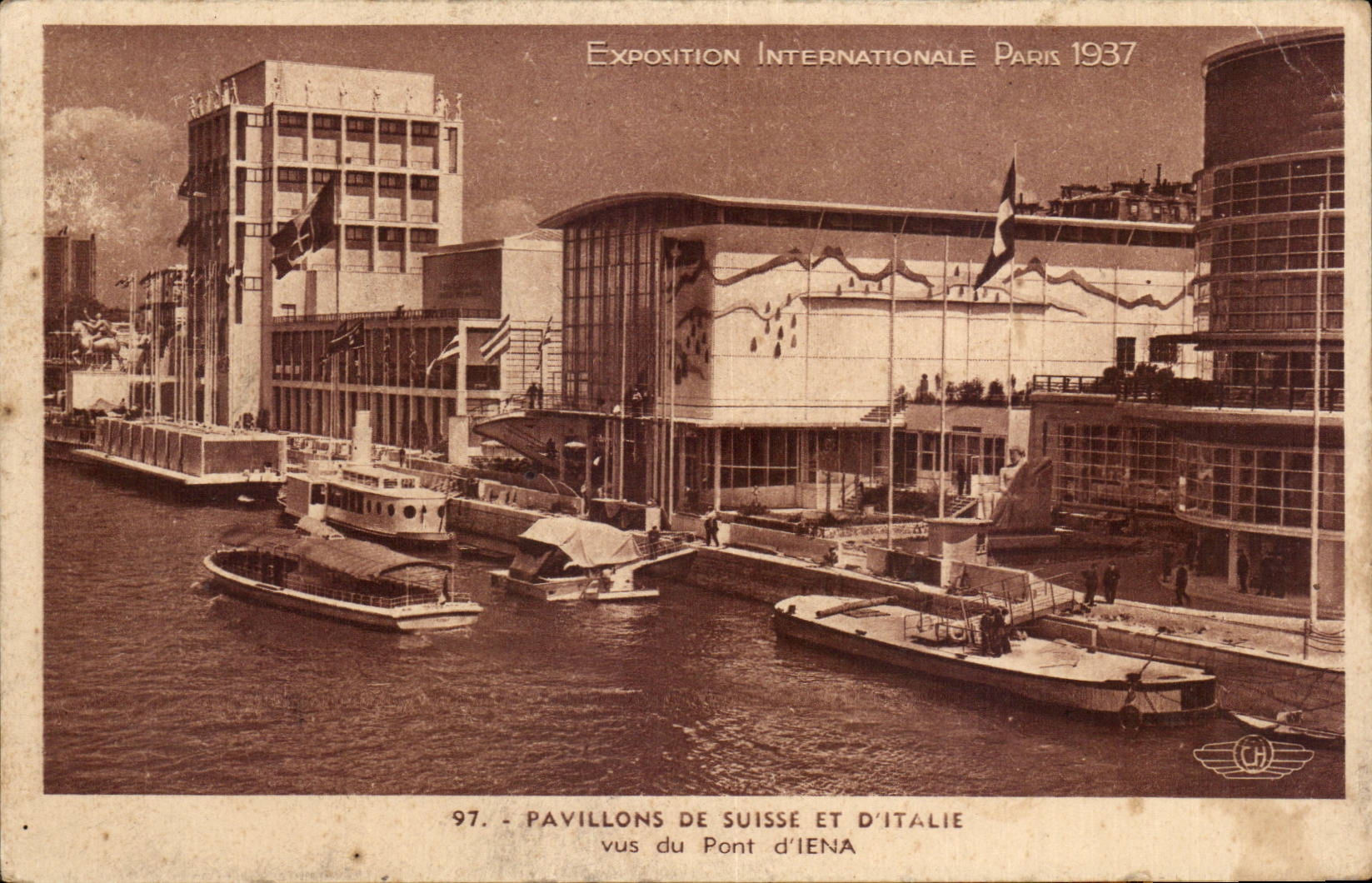 Paris - Exposition Universelle de 1937 - Pavillons de Suisse et d Italie - CPA