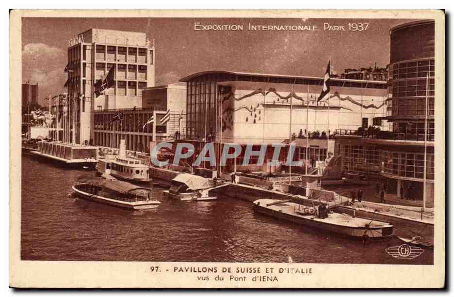Paris - Exposition Universelle de 1937 - Pavillons de Suisse et d Italie - CPA