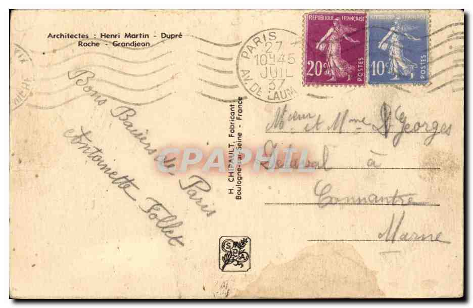 Paris - Exposition Universelle de 1937 - Parc d Attractions - La Vieille France - CPA — Verso