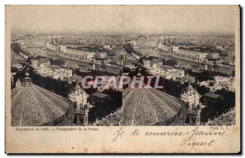 Paris - Exposition Universelle 1900 - Perspective de la Seine - Carte Stereoscopique - CPA
