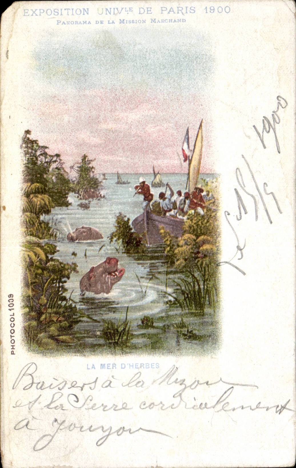 Paris - Exposition Universelle 1900 - Humour - Illustration Hippopotame - La Mer d Herbe - CPA