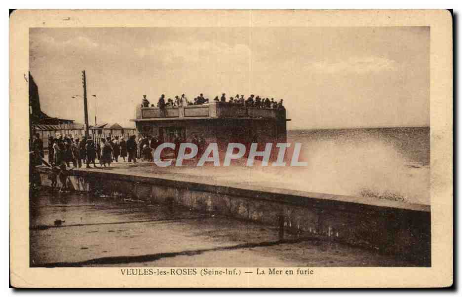 CPA Veules les Roses La mer en furie