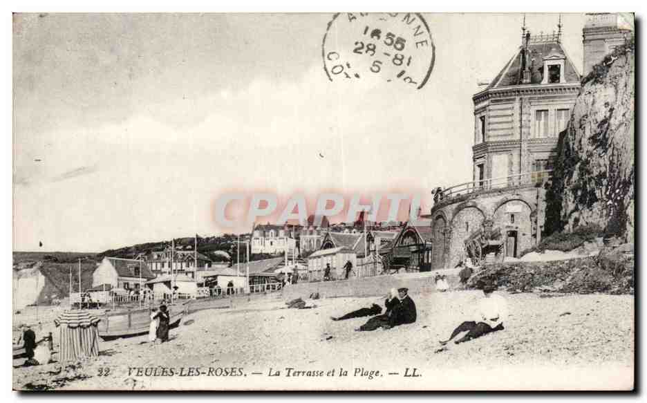 CPA Veules les Roses La terrasse et la plage