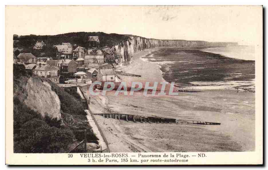 CPA Veules les Roses Panorama de la plage 