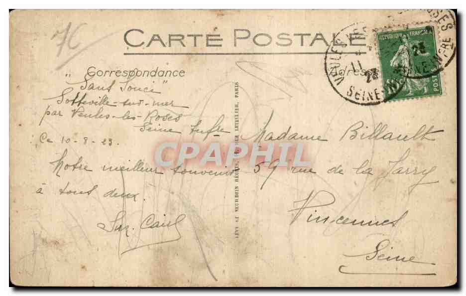 CPA Veules les Roses Les Champs Elysees — Rückseite