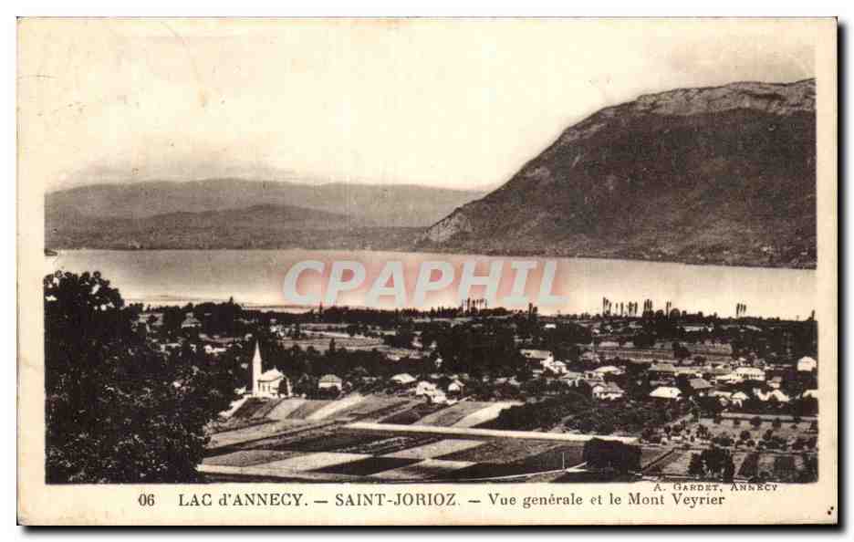 CPA lac d Annecy Saint Jorioz Vue generale et le Mont Veyrier