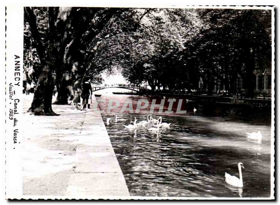 Anneye - Canal du Vasse — vue de la promenade et des cygnes, Vuzelier, 1959