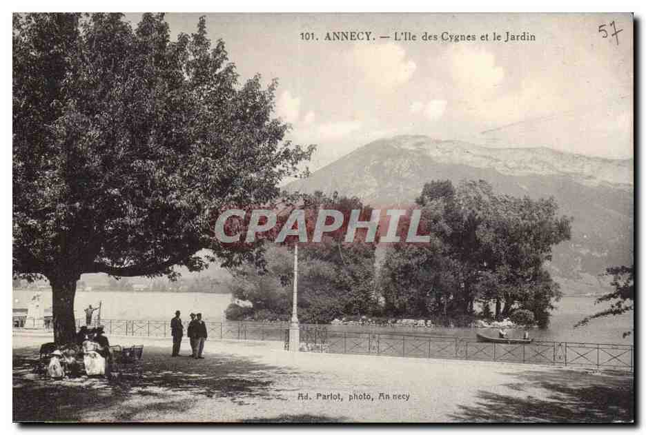 Annecy — L'Île des Cygnes et le Jardin — Rd. Parlot, photo, Annecy