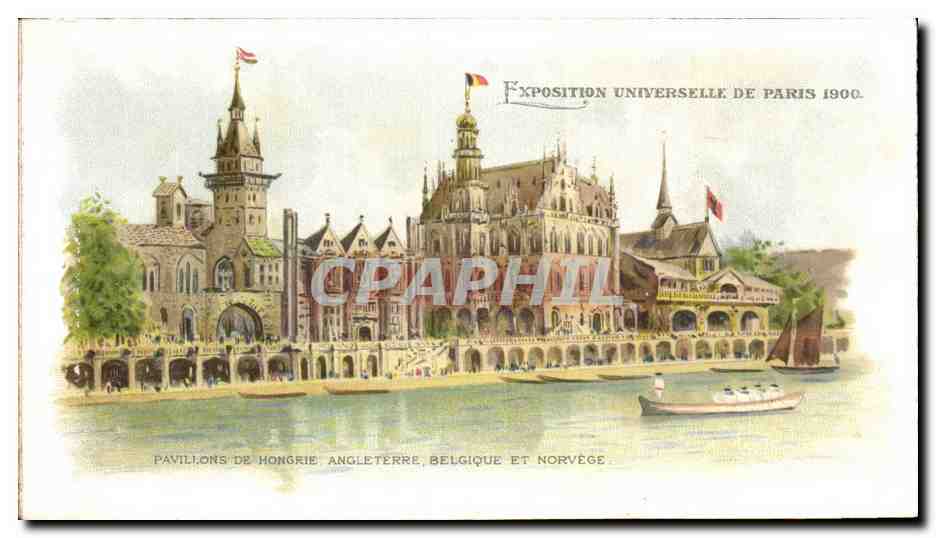 Paris - Exposition Universelle 1900 - Les Pavillons de Hongrie Angleterre Belgique et Norvege - CPA