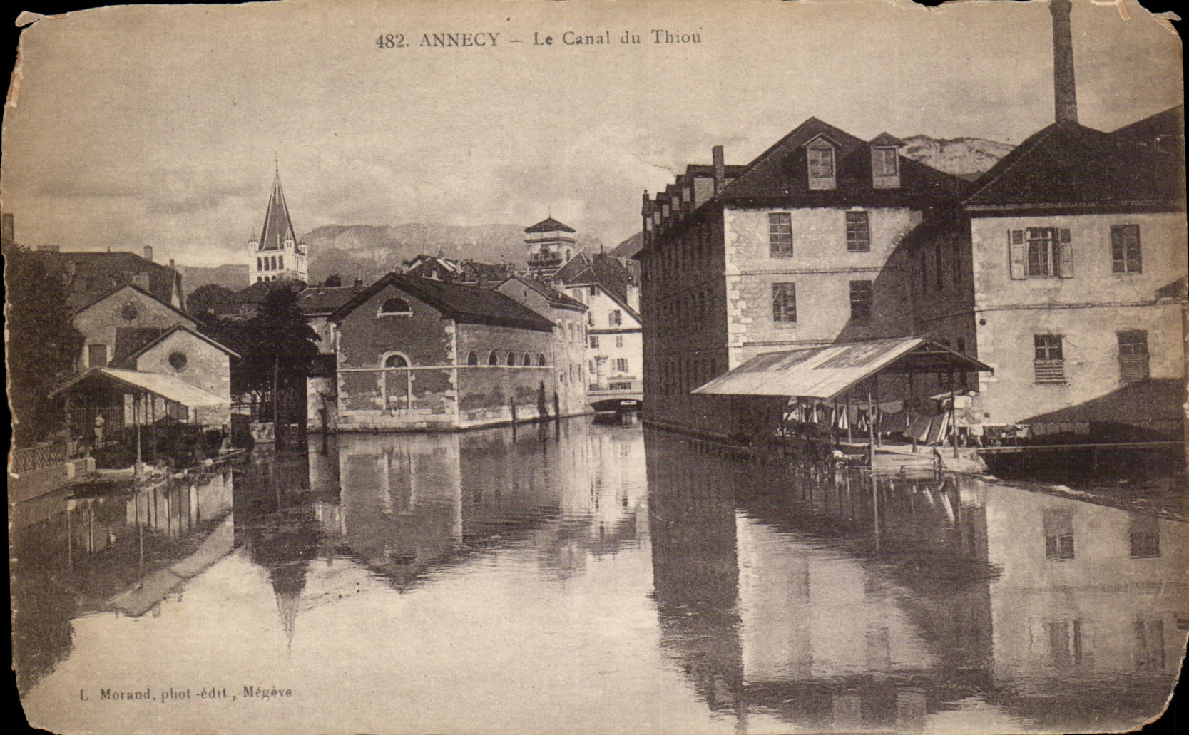 Cartolina d'epoca Annecy Il canale del Thiou