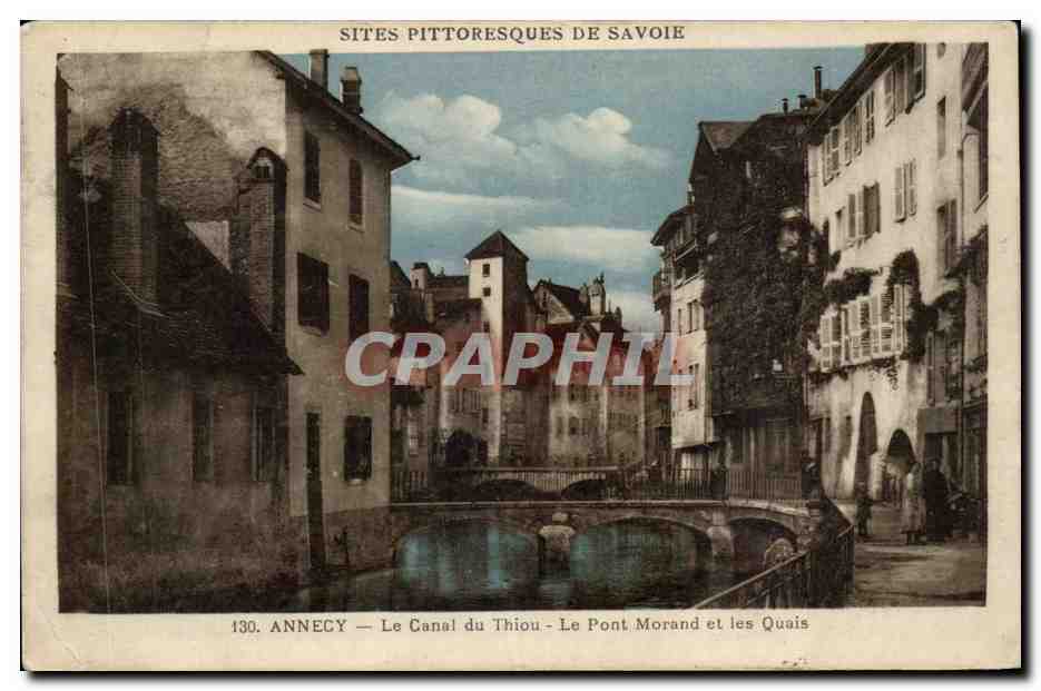 CPA Annecy Canal du Thiou Le Pont Morand et les quais