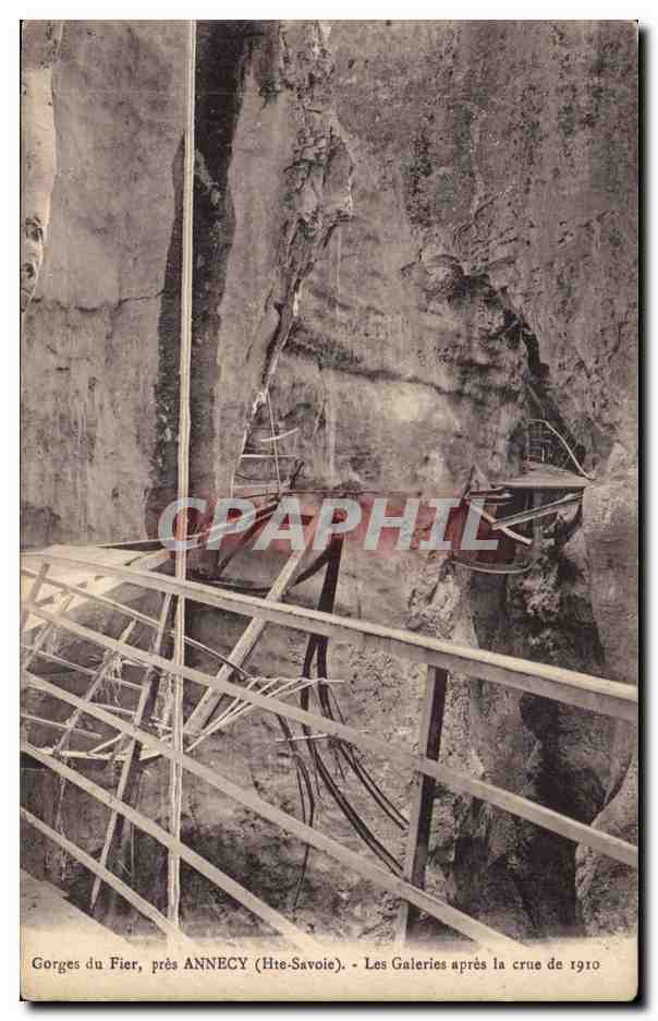 Gorges du Fier, près Annecy (Hte-Savoie) — Les Galeries après la crue de 1910 — Édition de l'Hôtel d'Angleterre, Annecy