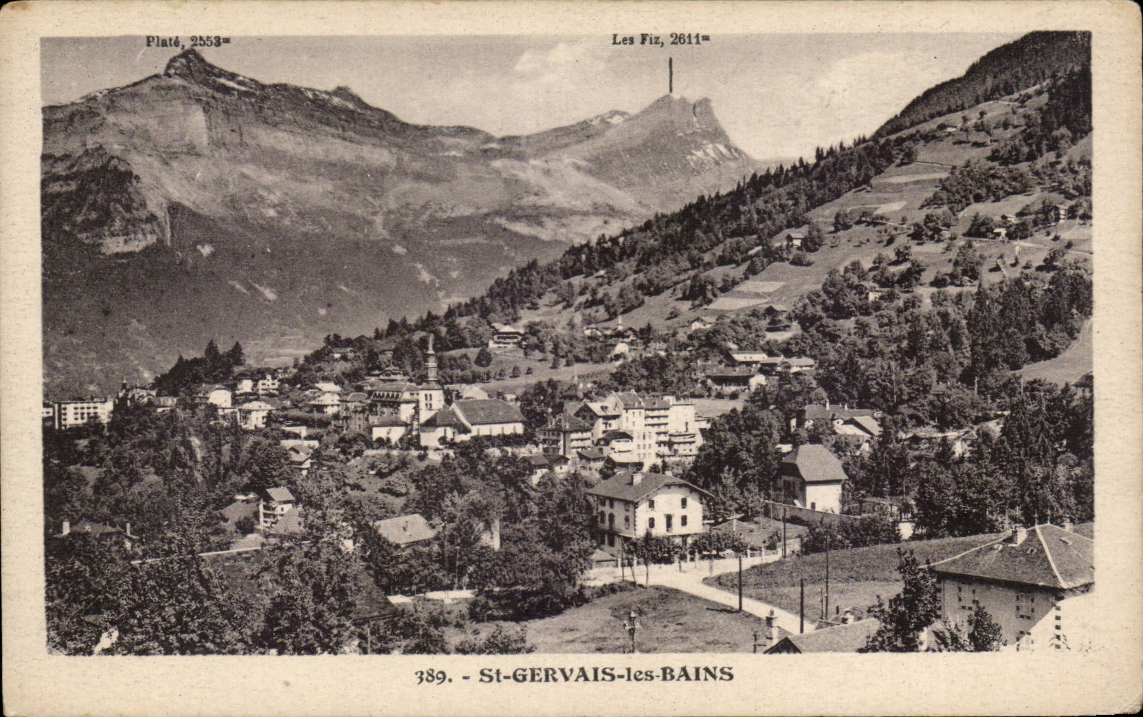 St-Gervais-les-Bains — Panoramablick mit Bergen und Dorf — L. Morand, phot.-edit. (Haute-Savoie)