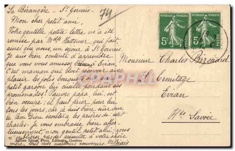 St. Gervais-les-Bains en les Fiz — J. J. 6860 — Achterkant