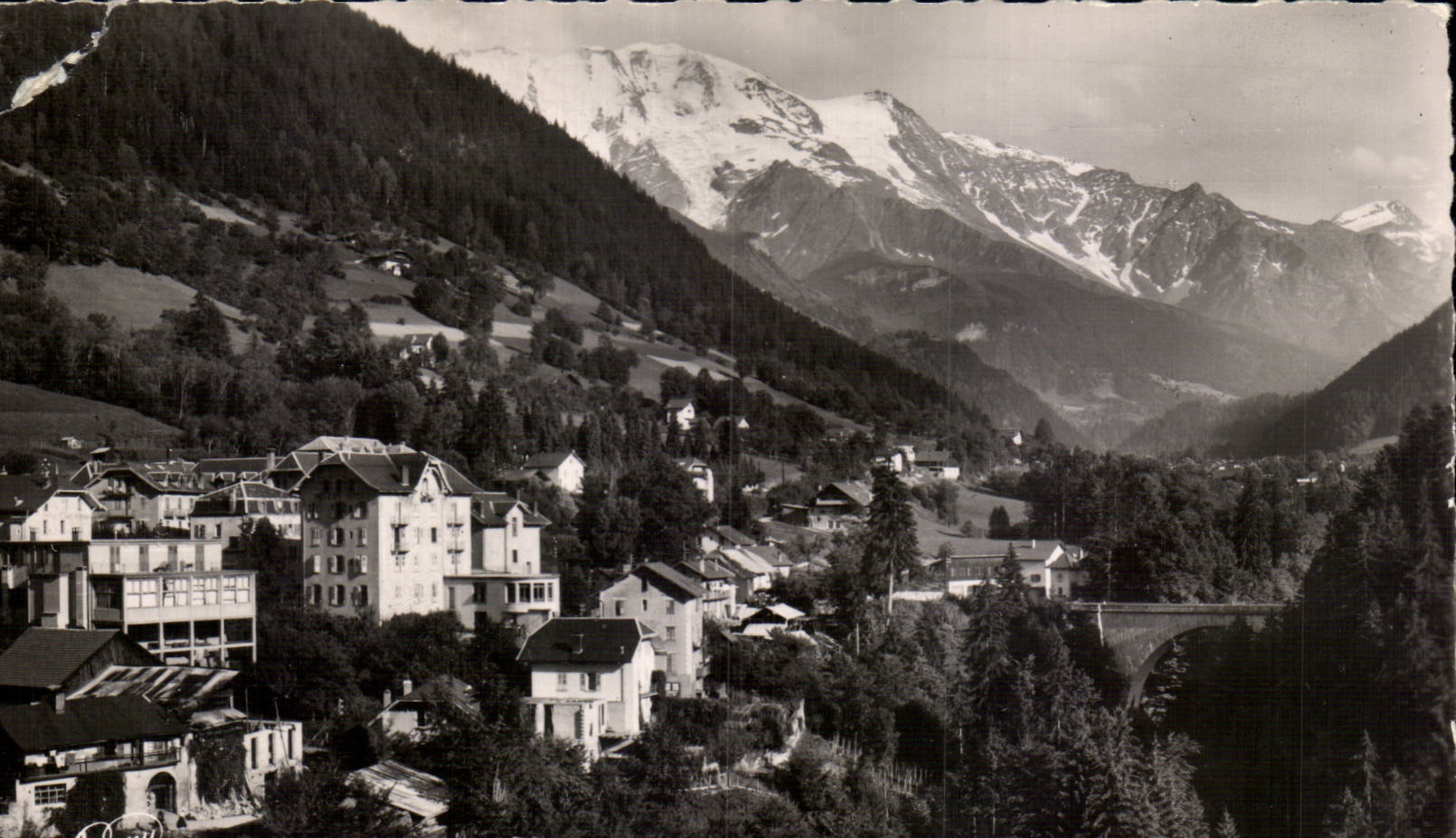 Saint-Gervais-les-Bains — Vue panoramique avec le Dôme du Mage et le Pont du Diable — Éditeur : Fabrication Française, n° 3506