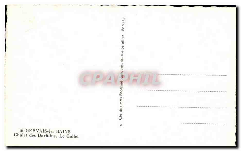 Chalet des Darblins — Le Gollet — St-Gervais-les-Bains — CPAPHIL — Rückseite