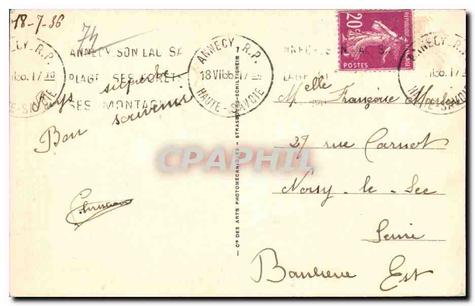 CPA Environs d Annecy Talloires Vue generale — Rückseite