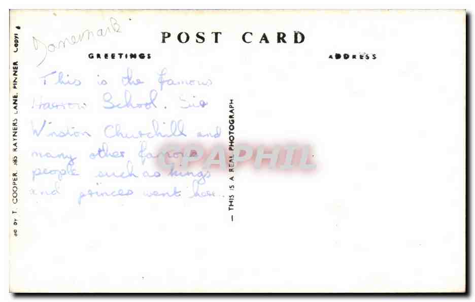 Denmark - Danmark - Danemark - Harrow School Churchill - CPA — Rückseite