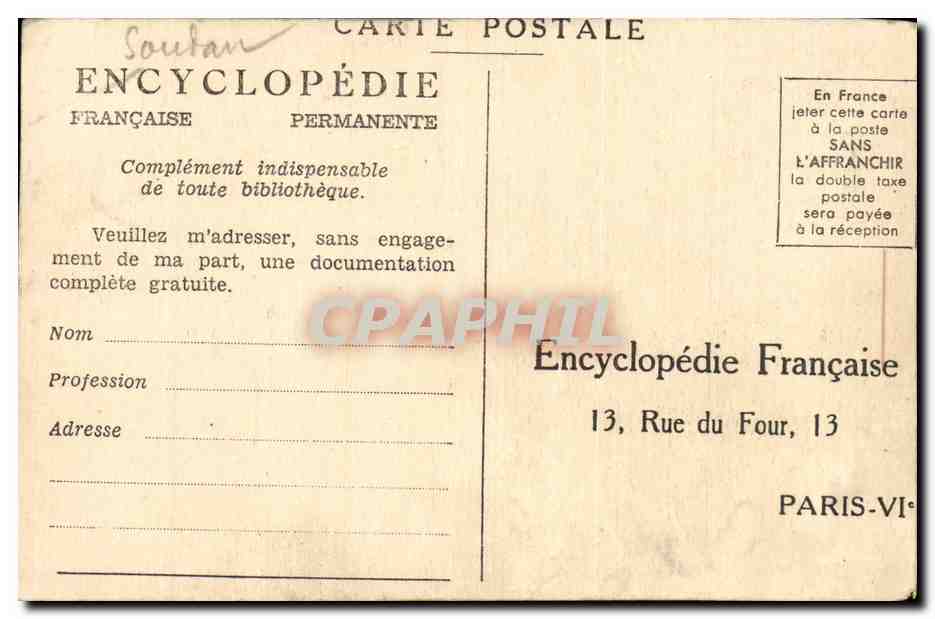 Afrique - Africa - Soudan - Sudan - Nilote - Type Chillouk - Vu du Encyclopedie Francaise - CPA — Rückseite