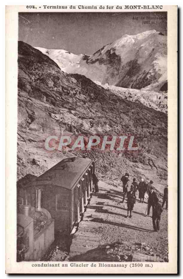 Terminus du Chemin de fer du MONT-BLANC — Glacier de Bionnassay (2800 m.) — L. Morand, phot.édit. Haute-Savoie
