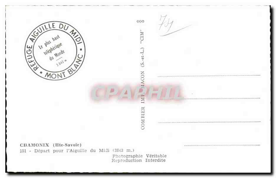 Chamonix - Depart pour l Aiguille du Midi - CPA  — Verso