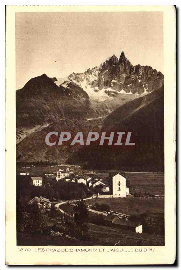 Les Praz de Chamonix et l'Aiguille du Dru — CPA 12100 — Braun & Cie, Impr. Dornach