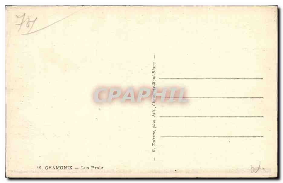 Chamonix - Les Pratz - CPA  — Verso