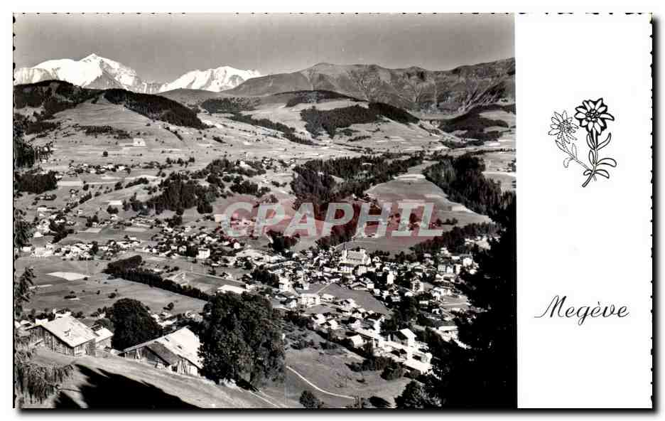 Megève — Vue générale de Megève et le Mont Blanc — Photos LE MOULT, rue Guérin