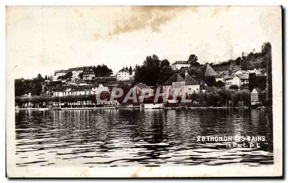 Thonon-les-Bains — vue du lac et des maisons sur la rive — éditeur Brunaud, Lyon