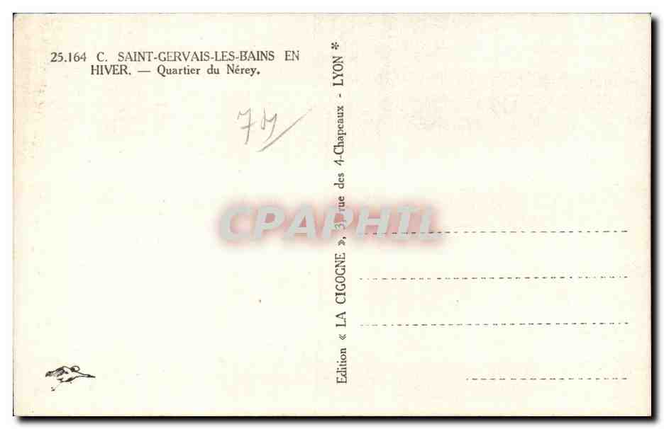 Saint-Gervais-les-Bains — Quartier du Nérey — Édition La Cigogne, Lyon — Verso