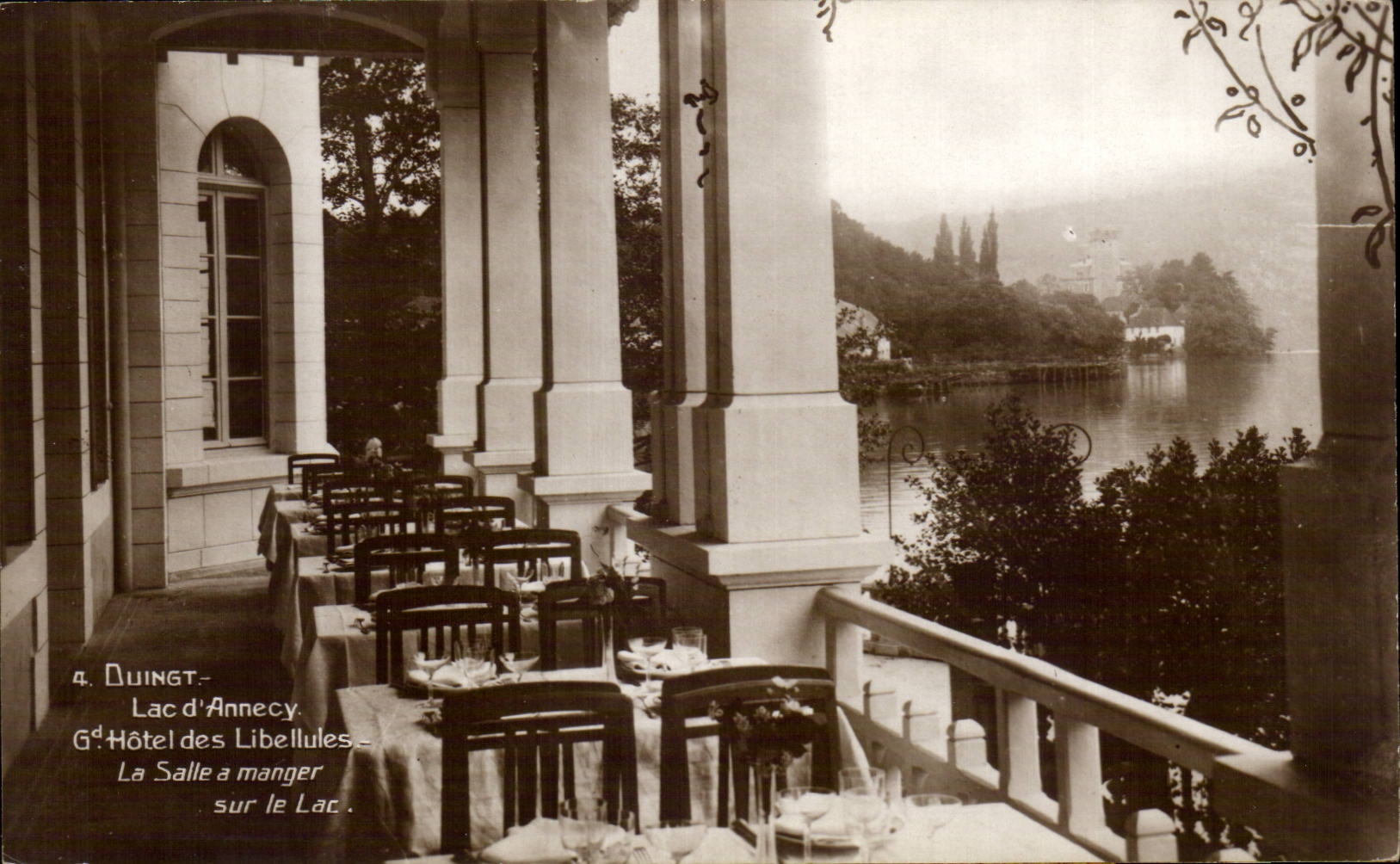 Lac d'Annecy — Salle à manger sur le lac — Gd Hôtel des Libellules, éditeur Duingt, n°4