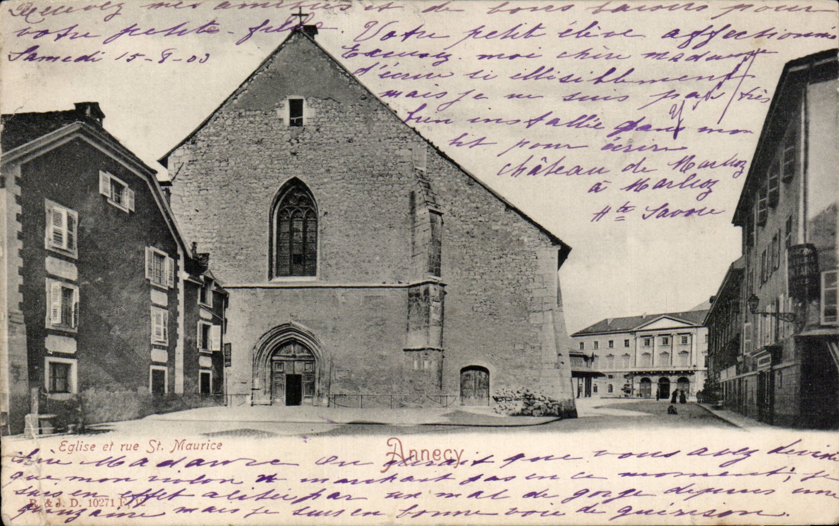 CPA Annecy Eglise et rue St Maurice