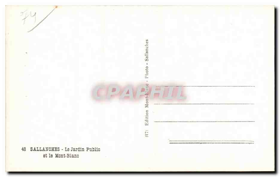 Sallanches - Le Jardin Public et le Mont-Blanc — Édition Mont-Blanc — Rückseite
