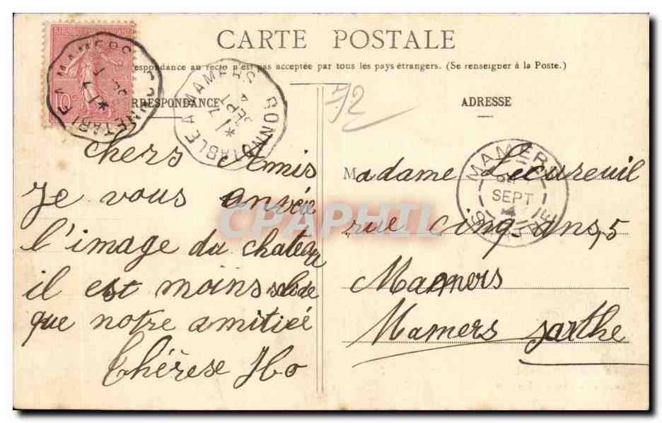 CPA Chateau de Bonnetable Cheminee du grand salon  — Rückseite