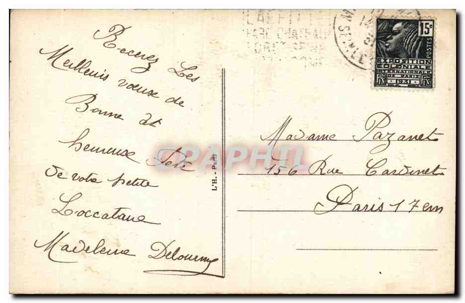 CPA Fantaisie Fleurs et brouette — Rückseite