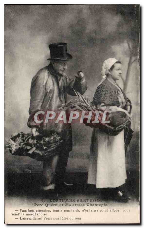 Costumes Sarthois — Pere Quérû et Maîtresse Chantepic — Imp. Phot. A. Dolbeau, Le Mans