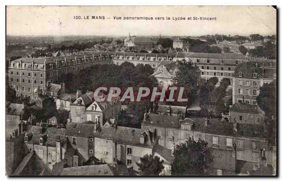 CPA Le mans Vue panoramique vers le lycee et St Vincent
