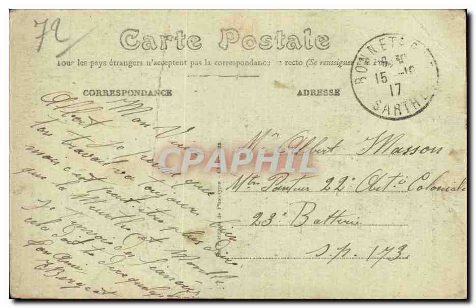 CPA Les accordailles dans la Sarthe Folklore costume — Rückseite