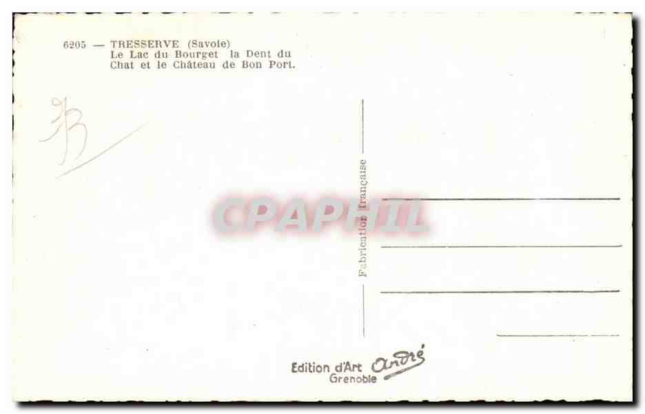CPSM Thesserve Le lac du Bourget la dent du chat et le chateau de Bon port — Rückseite