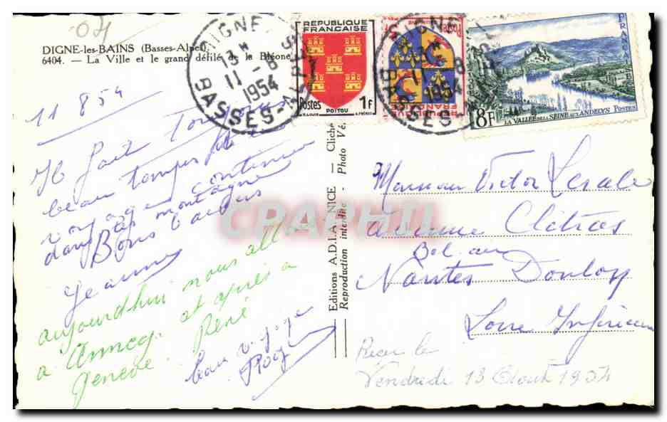 Digne-les-Bains — La Ville et le grand défilé de la Bézone — Editions A.D. La NICE — Rückseite