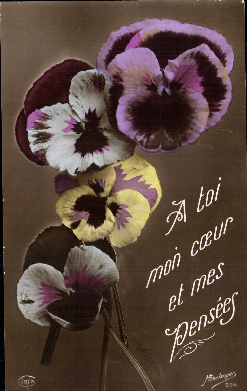 Fleurs Pensee - Pansy - A Toi Mon Coeur - CPA 
