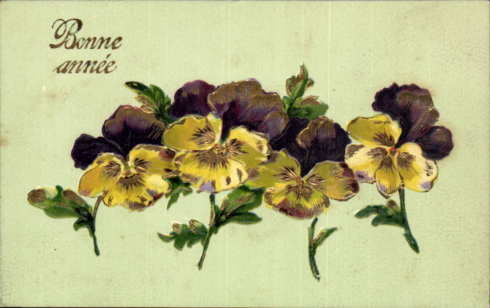 Fleurs de pensées — Bonne année — Carte postale universelle